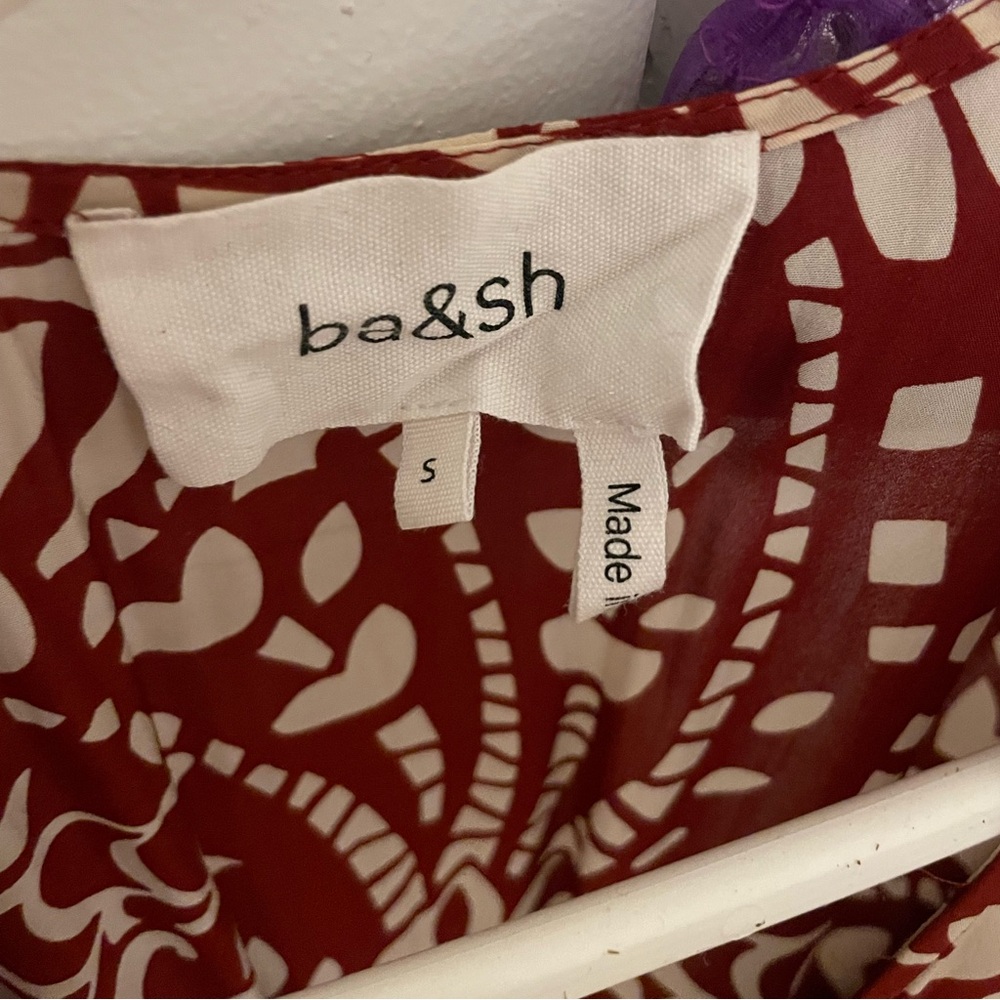 Elegant Red Patterned Wrap Dress Ba&Sh Sz S - Picture 5 of 10